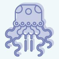 Icon Jellyfish. related to Alaska symbol. two tone style. simple design editable. simple illustration vector