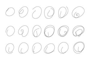 Set of the hand drawn scribble circles vector illustration on white background.