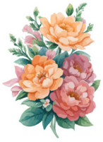 Bouquet of flowers cartoon with ai generative png