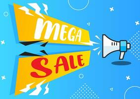 Simple Flat mega sale with Speaker Toa Megaphone background vector