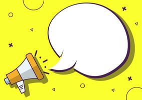 Simple flat megaphone toa speaker with speech bubble background vector