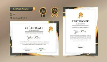 Black and gold certificate of achievement template. For award, business, and education needs. vector