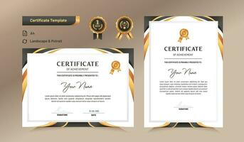 Black and gold certificate of achievement template. For award, business, and education needs. vector