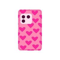 Cute pink phone with hearts vector