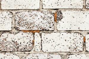 Old brick white color wall background. Light stone texture photo