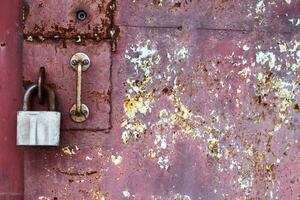 Rusty metal abstract background. Texture of an old blue grunge metal plate with cracked paint. photo