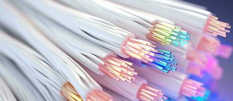 Close up of a cable white feather on black background ai generated photo