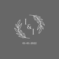 Initial letter II monogram wedding logo with creative leaves decoration vector