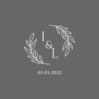 Initial letter IL monogram wedding logo with creative leaves decoration vector