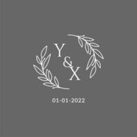 Initial letter YX monogram wedding logo with creative leaves decoration vector