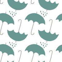 Seamless umbrella pattern. Vector autumn or spring endless background. Rainy autumnal repeat backdrop with blue parasol. Design art for Banner, postcard, sale, textile, fabric, child's room decoration