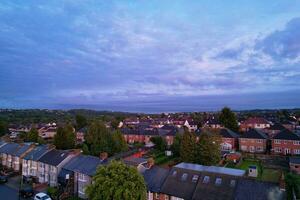 Best High Angle view of Colourful Sky and Dramatic Clouds During Sunset in Summer 2023 over British City England, UK. photo