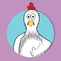 Chicken approval icon app animal avatar. Chicken logo, cartoon farm animals, vector illustration