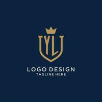 YL initial shield crown logo vector