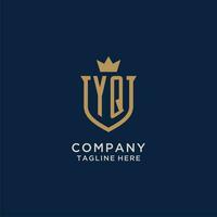 YQ initial shield crown logo vector