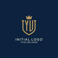 YU initial shield crown logo vector