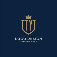 TY initial shield crown logo vector