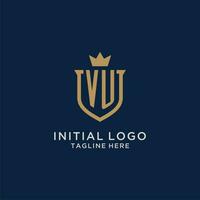 VU initial shield crown logo vector