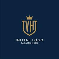 VH initial shield crown logo vector