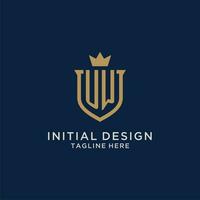 UW initial shield crown logo vector