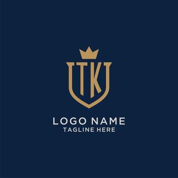TK initial shield crown logo vector