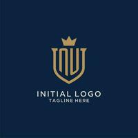 NU initial shield crown logo vector