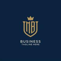 MB initial shield crown logo vector