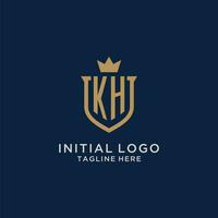 KH initial shield crown logo vector