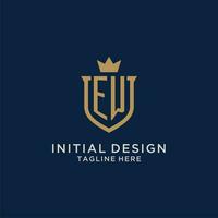 EW initial shield crown logo vector