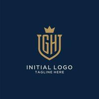 GH initial shield crown logo vector