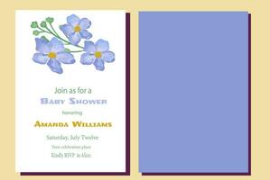 Blue Flowers Wildflower Floral Baby Shower Invitation vector