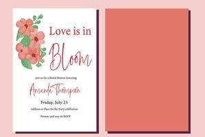 amor es en floración sonrojo rosado floral nupcial ducha invitación vector