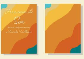 Here Comes the Son Sunshine Boy Baby Shower Invitation with Background you can also use for Birthday or other party, backdrop, poster, games sings, cards to make your celebration fun and beauty vector