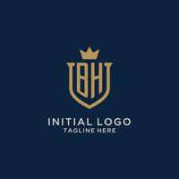 BH initial shield crown logo vector