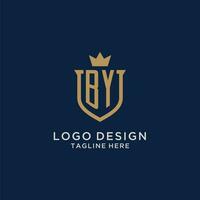 BY initial shield crown logo vector