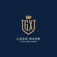 GX initial shield crown logo vector