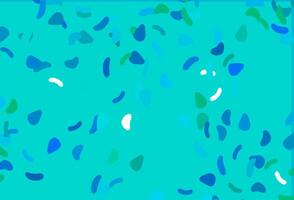 plantilla de vector azul claro, verde con formas de memphis.