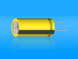 Abstract of the capacitor. Icon of the capacitor on blue background. The electronic component. Vector illustration. 3D icon of the capacitor.