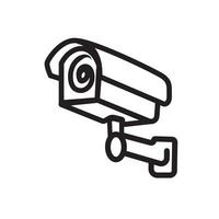 Security camera. CCTV surveillance system. Monitoring, guard equipment, burglary or robbery prevention. Vector illustration isolated on white background. Editable stroke.