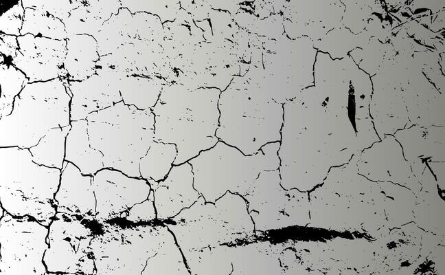 a black and white photo of a cracked wall,  grunge texture with gradient background, noise, broken, dark, black, abstract,