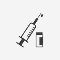 medical syringe and vial icon vector. vaccine, medicine, vaccination, injection symbol sign vector