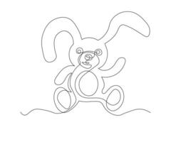 abstract baby bunny, plush toy Continuous One Line Drawing vector