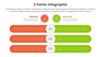 versus o comparar y comparación concepto para infografía modelo bandera con redondo rectángulo bar opuesto con dos punto lista información vector