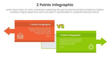 versus or compare and comparison concept for infographic template banner with big box opposite arrows direction with two point list information vector