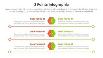 versus o comparar y comparación concepto para infografía modelo bandera con panal y circulo largo contorno con dos punto lista información vector