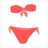 beautiful coral colored bikini on a white background. vector illustration hand drawn in cartoon barbiecore style