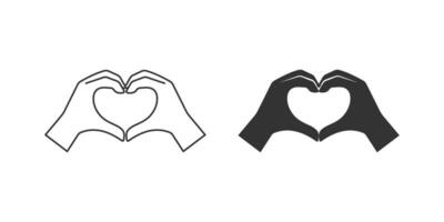 Hands making a heart gesture icon vector. filled style sign for mobile concept and web design. vector