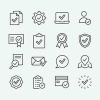 Approve icon set in flat style. Check mark vector illustration on white isolated background.