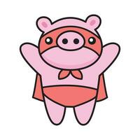 Cute Kawaii Flaying Piggy Hero Clipart vector