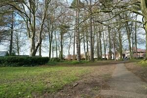 High Angle View of Wardown Museum Public Park Which has a Free Access to Ordinary Public. The Wardown Public Park is Located Near to Central Luton City of England, Captured on April 16th, 2023 photo